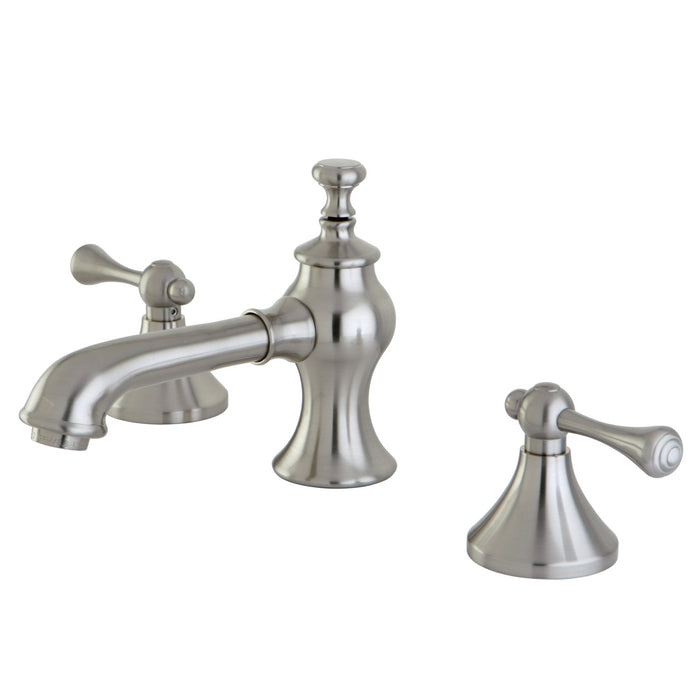 Kingston Tulare KC7068BL - English Country Two-Handle 3-Hole Deck Mount Widespread Bathroom Faucet with Brass Pop-Up, Brushed Nickel
