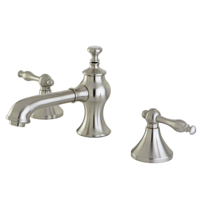 Naples KC7068NL Two-Handle 3-Hole Deck Mount Widespread Bathroom Faucet with Brass Pop-Up, Brushed Nickel