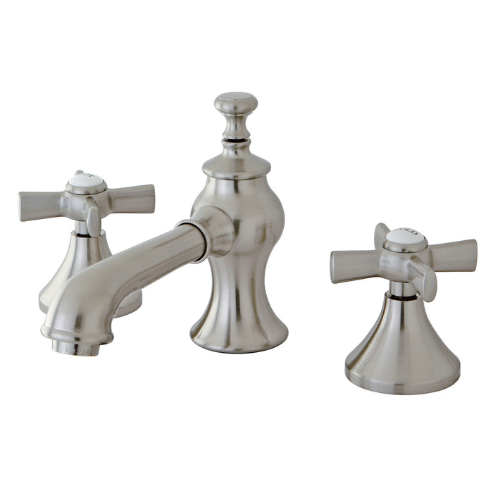 Kingston Tulare KC7068ZX - Millennium Two-Handle 3-Hole Deck Mount Widespread Bathroom Faucet with Brass Pop-Up, Brushed Nickel