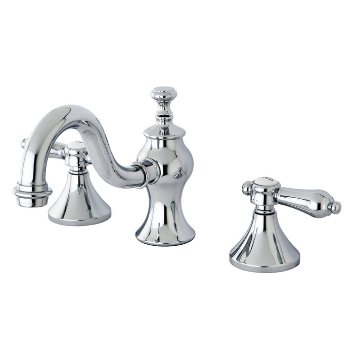 Kingston Heirloom KC7161BAL - Bel-Air Two-Handle 3-Hole Deck Mount Widespread Bathroom Faucet with Brass Pop-Up, Polished Chrome