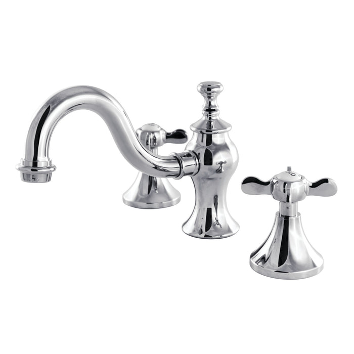 Kingston Heirloom KC7161BEX - Essex Two-Handle 3-Hole Deck Mount Widespread Bathroom Faucet with Brass Pop-Up, Polished Chrome
