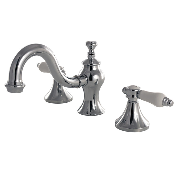 Kingston Heirloom KC7161BPL - Bel-Air Two-Handle 3-Hole Deck Mount Widespread Bathroom Faucet with Brass Pop-Up, Polished Chrome