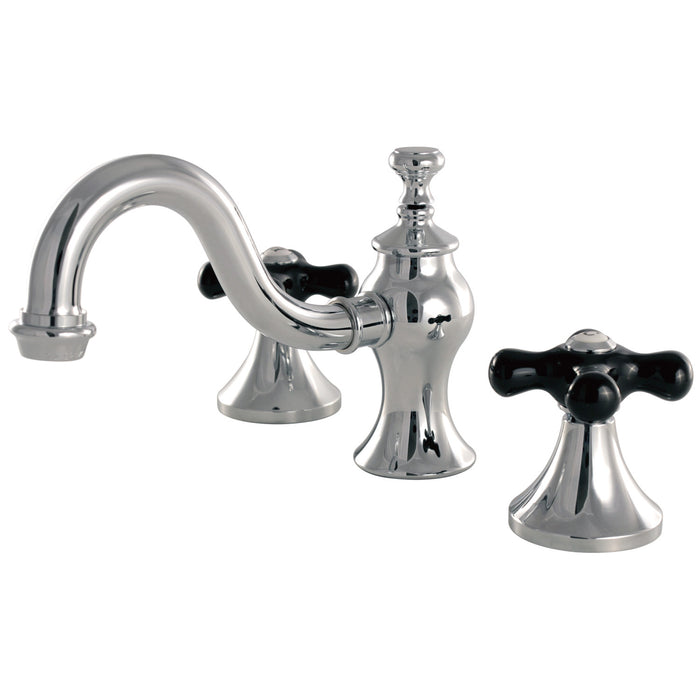 Kingston Heirloom KC7161PKX - Duchess Two-Handle 3-Hole Deck Mount Widespread Bathroom Faucet with Brass Pop-Up, Polished Chrome