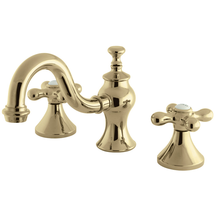 Vintage KC7162AX Two-Handle 3-Hole Deck Mount Widespread Bathroom Faucet with Brass Pop-Up, Polished Brass