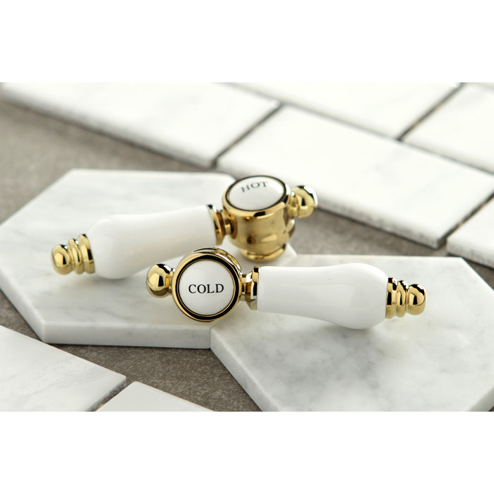 Bel-Air KC7162BPL Two-Handle 3-Hole Deck Mount Widespread Bathroom Faucet with Brass Pop-Up, Polished Brass