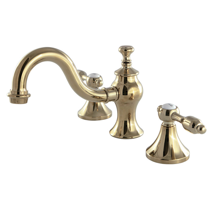 Kingston Heirloom KC7162TAL - Tudor Two-Handle 3-Hole Deck Mount Widespread Bathroom Faucet with Brass Pop-Up, Polished Brass
