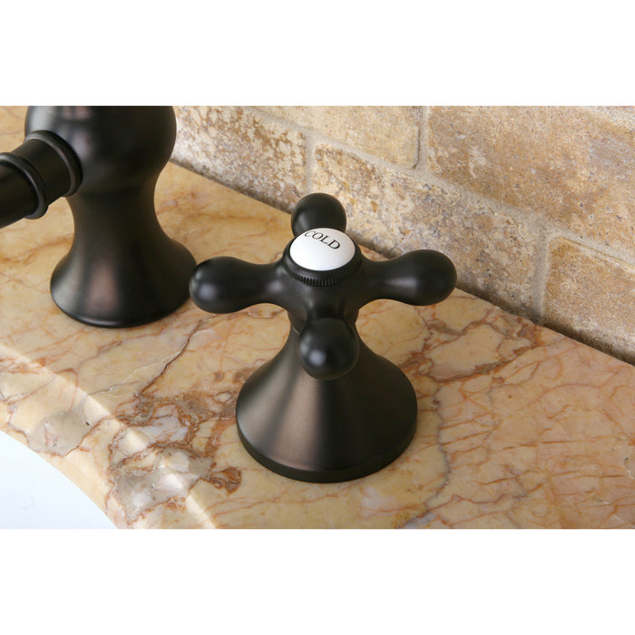 Kingston Heirloom KC7165AX - Vintage Two-Handle 3-Hole Deck Mount Widespread Bathroom Faucet with Brass Pop-Up, Oil Rubbed Bronze
