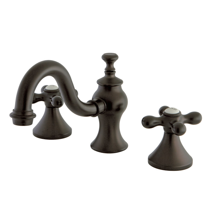 Kingston Heirloom KC7165AX - Vintage Two-Handle 3-Hole Deck Mount Widespread Bathroom Faucet with Brass Pop-Up, Oil Rubbed Bronze
