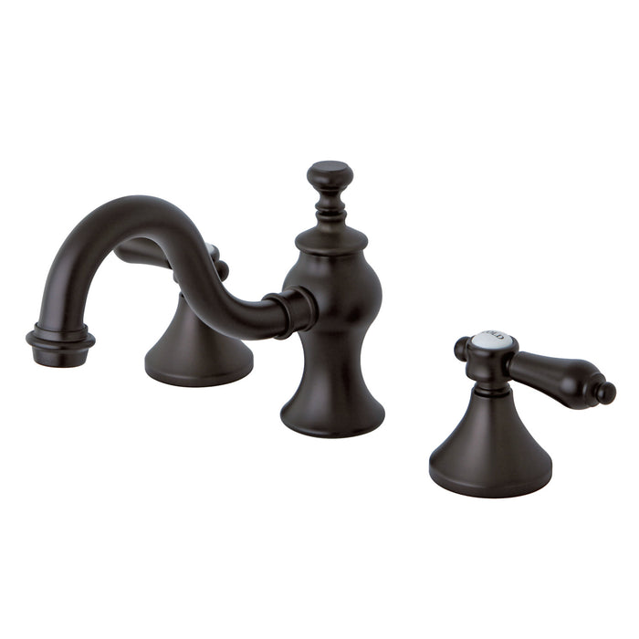 Kingston Heirloom KC7165BAL - Bel-Air Two-Handle 3-Hole Deck Mount Widespread Bathroom Faucet with Brass Pop-Up, Oil Rubbed Bronze