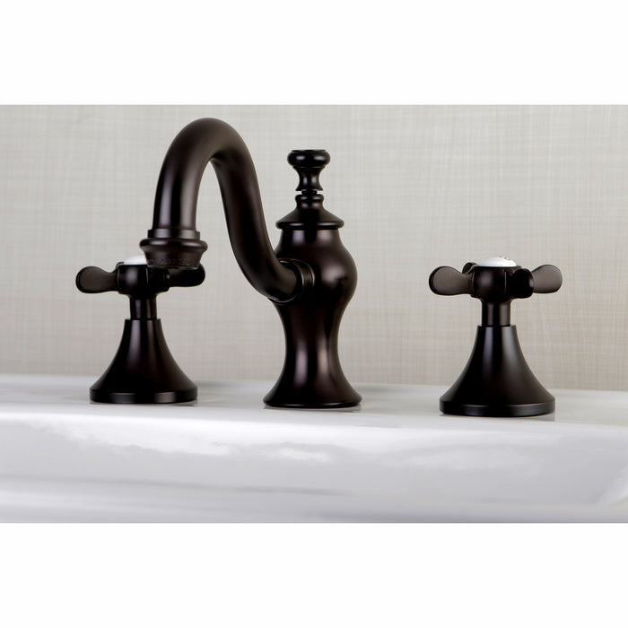 Kingston Heirloom KC7165BEX - Essex Two-Handle 3-Hole Deck Mount Widespread Bathroom Faucet with Brass Pop-Up, Oil Rubbed Bronze