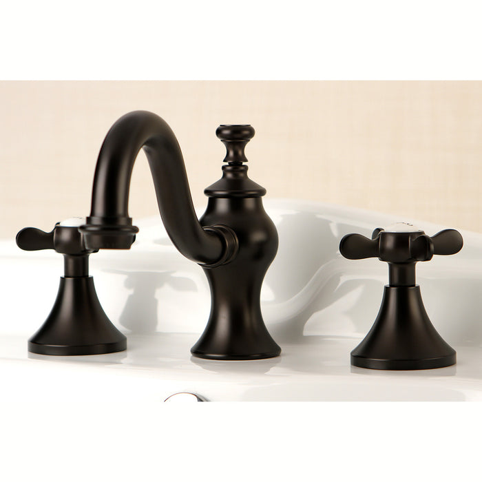 Kingston Heirloom KC7165BEX - Essex Two-Handle 3-Hole Deck Mount Widespread Bathroom Faucet with Brass Pop-Up, Oil Rubbed Bronze