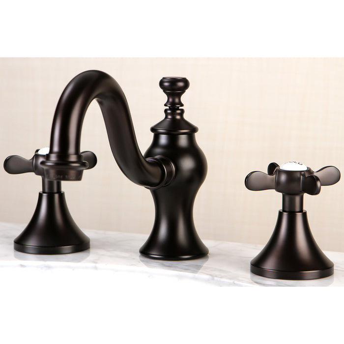 Kingston Heirloom KC7165BEX - Essex Two-Handle 3-Hole Deck Mount Widespread Bathroom Faucet with Brass Pop-Up, Oil Rubbed Bronze
