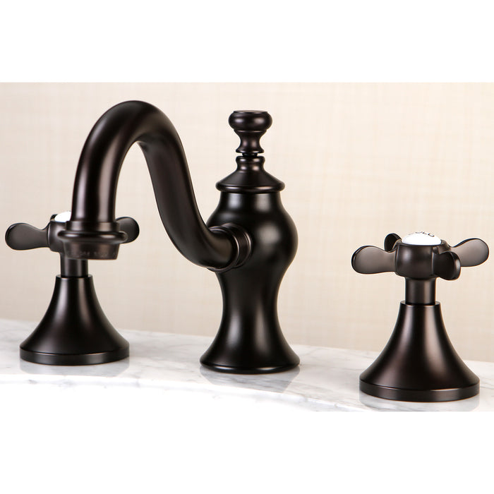 Essex KC7165BEX Two-Handle 3-Hole Deck Mount Widespread Bathroom Faucet with Brass Pop-Up, Oil Rubbed Bronze