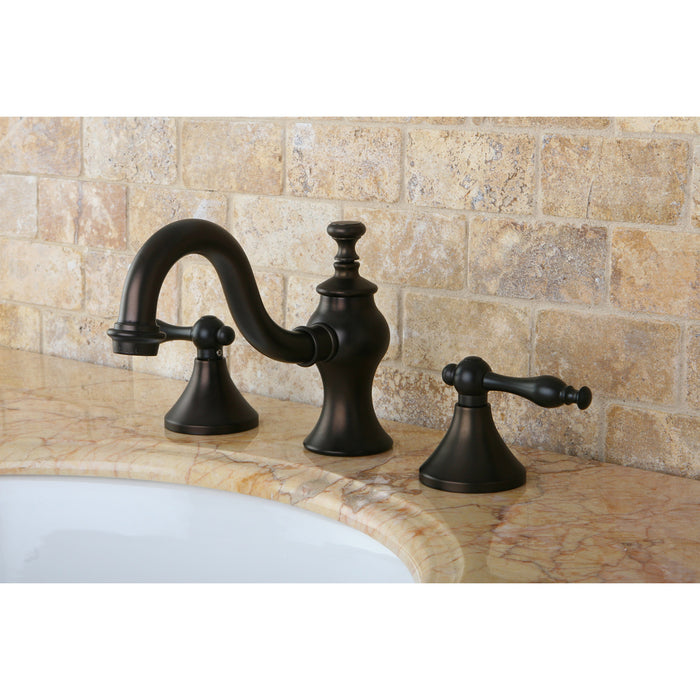 Naples KC7165NL Two-Handle 3-Hole Deck Mount Widespread Bathroom Faucet with Brass Pop-Up, Oil Rubbed Bronze