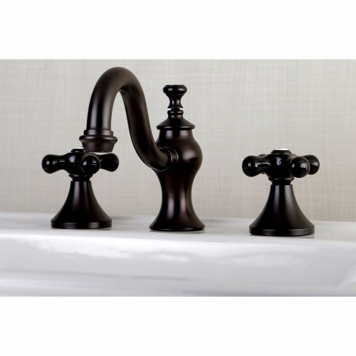 Kingston Heirloom KC7165PKX - Duchess Two-Handle 3-Hole Deck Mount Widespread Bathroom Faucet with Brass Pop-Up, Oil Rubbed Bronze