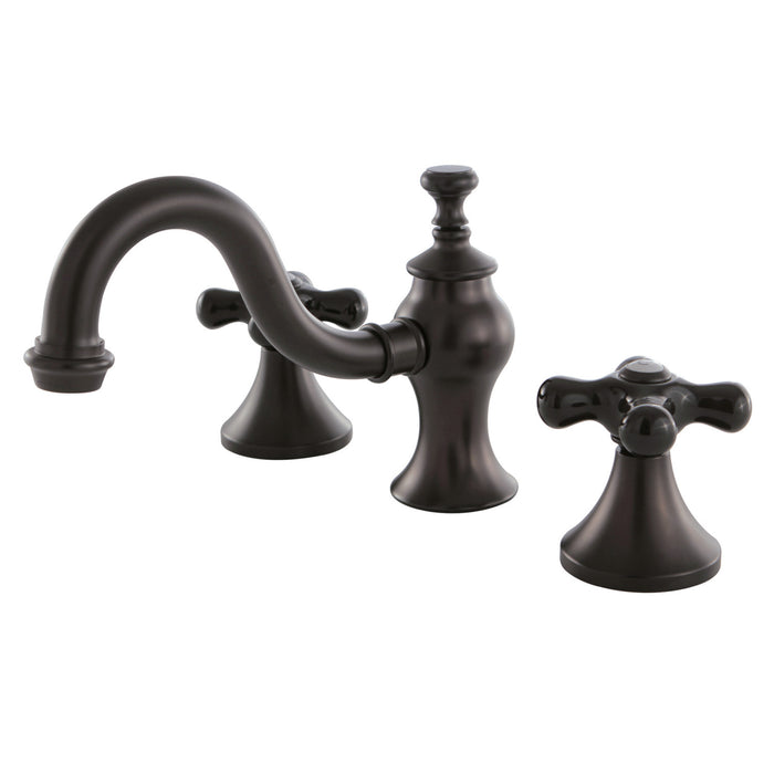 Kingston Heirloom KC7165PKX - Duchess Two-Handle 3-Hole Deck Mount Widespread Bathroom Faucet with Brass Pop-Up, Oil Rubbed Bronze