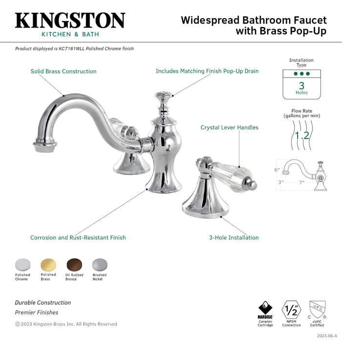Wilshire KC7165WLL Two-Handle 3-Hole Deck Mount Widespread Bathroom Faucet with Brass Pop-Up, Oil Rubbed Bronze