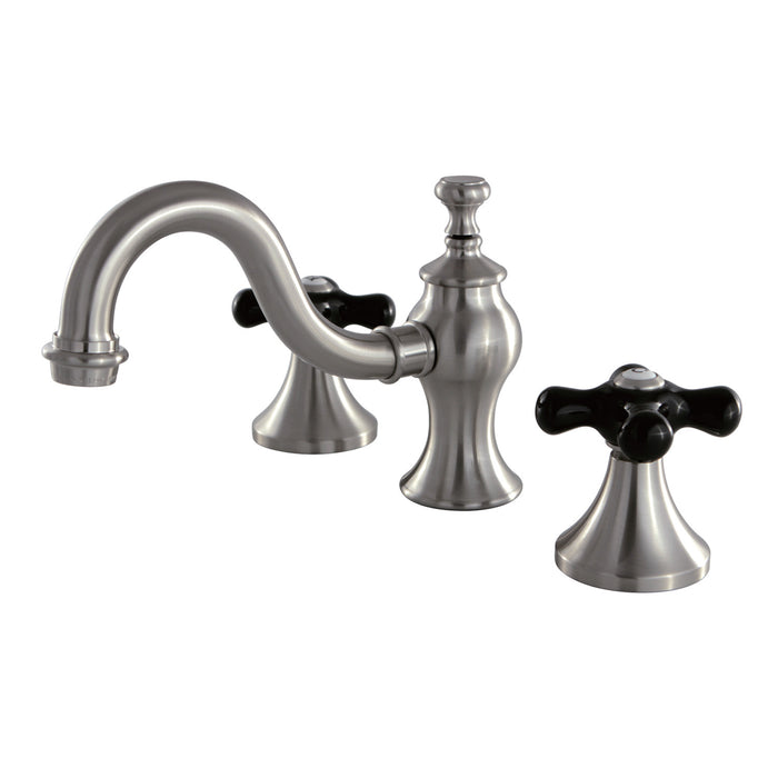 Duchess KC7168PKX Two-Handle 3-Hole Deck Mount Widespread Bathroom Faucet with Brass Pop-Up, Brushed Nickel