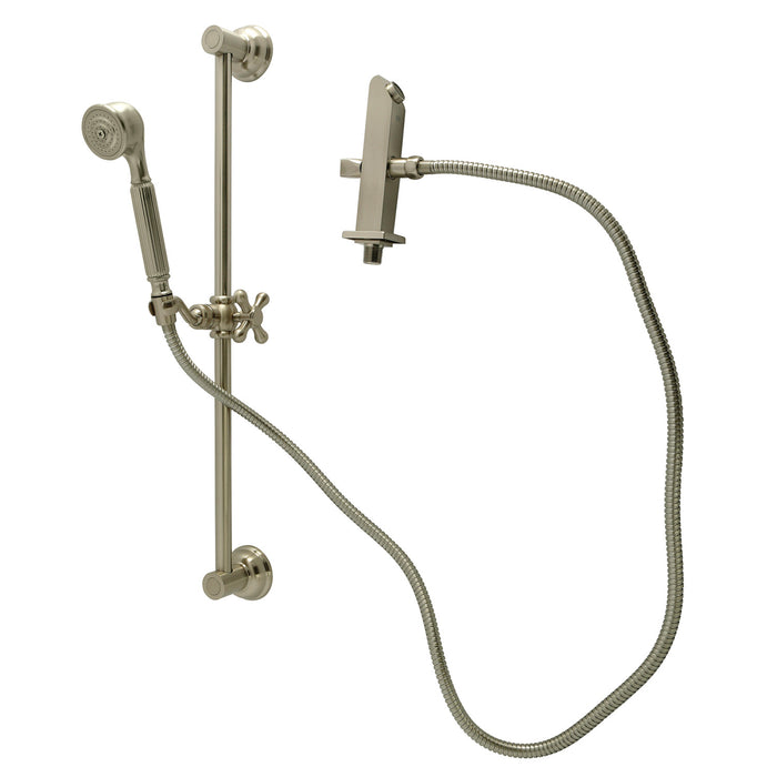 Kingston Heirloom KCK3328W8 - Made To Match Shower System with 24-Inch Slide/Grab Bar and Hand Shower, Brushed Nickel