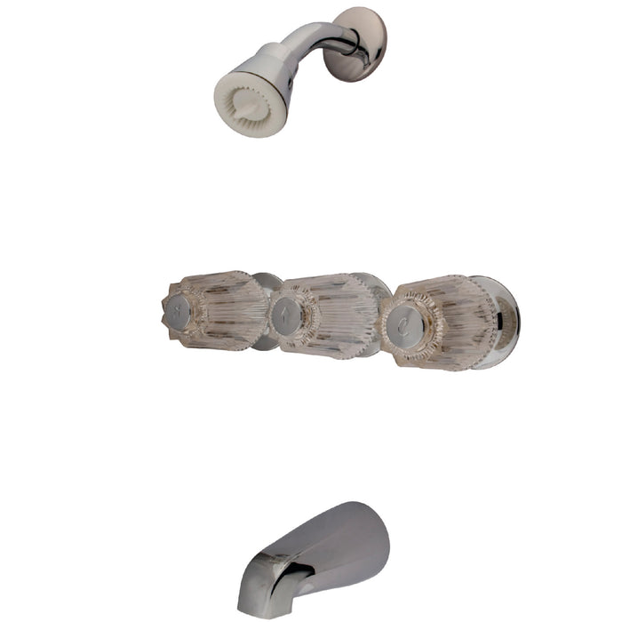 Kingston KF110C Triple-Handle Tub and Shower Faucet, Polished Chrome
