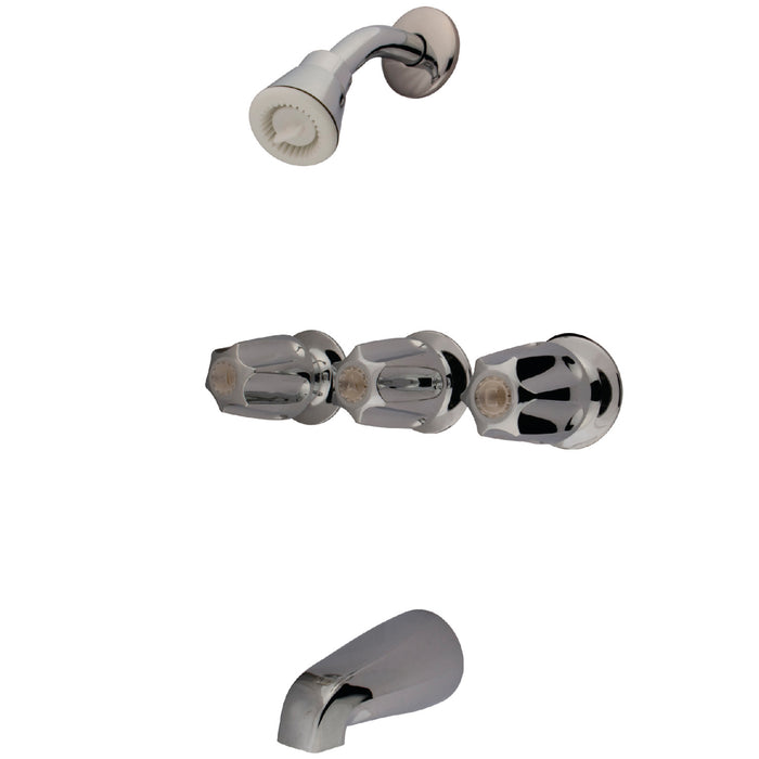 Kingston Generic KF110 Triple-Handle Tub and Shower Faucet, Polished Chrome