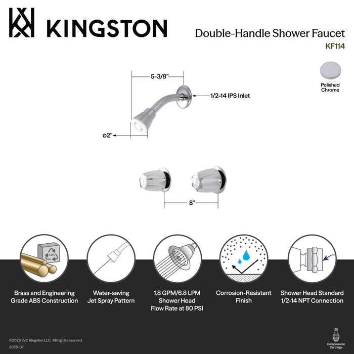 Kingston Generic KF114 Double-Handle Shower Faucet, Polished Chrome