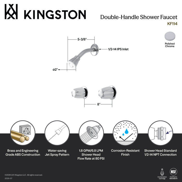 Kingston Generic KF114 Double-Handle Shower Faucet, Polished Chrome