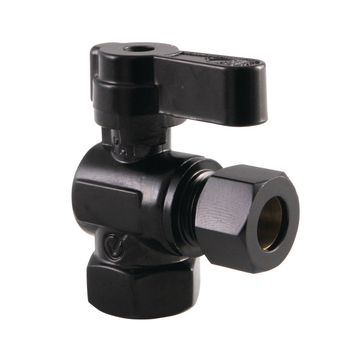 Kingston KF3310MB 3/8-Inch FIP x 3/8-Inch O.D. Comp Quarter-Turn Angle Shut-Off Valve, Matte Black