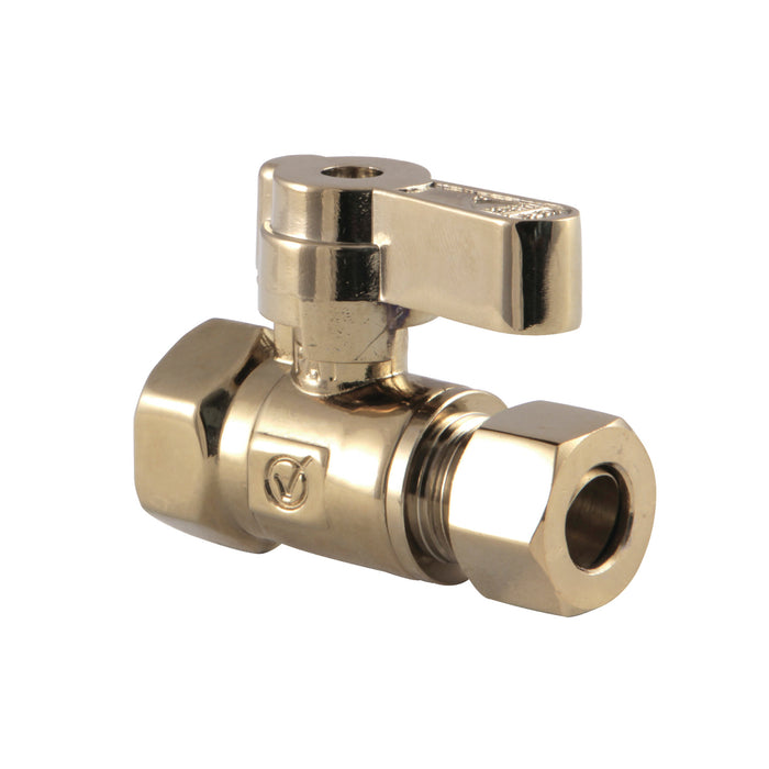 Kingston KF3315PB 3/8-Inch FIP x 3/8-Inch O.D. Comp Quarter-Turn Straight Shut-Off Valve, Polished Brass