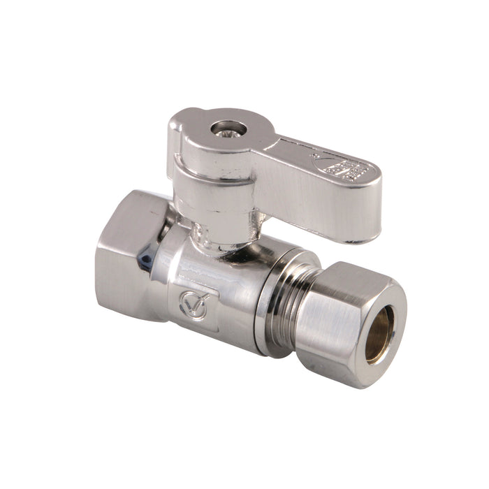 Kingston KF3315SN 3/8-Inch FIP x 3/8-Inch O.D. Comp Quarter-Turn Straight Shut-Off Valve, Brushed Nickel