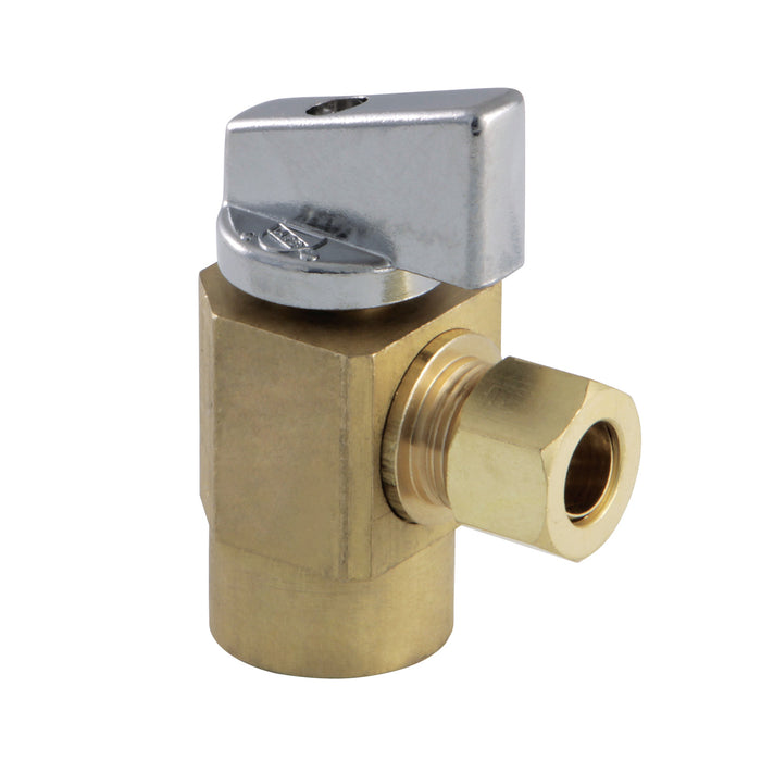 Kingston Columbia KF43104CTL 1/2-Inch FIP x 3/8-Inch O.D. Comp Quarter-Turn Angle Shut-Off Valve, Raw Brass