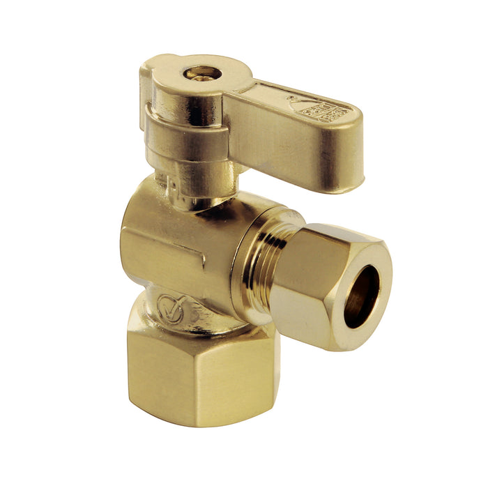 Kingston Baseline KF4310BB 1/2-Inch FIP x 3/8-Inch O.D. Comp Quarter-Turn Angle Shut-Off Valve, Brushed Brass