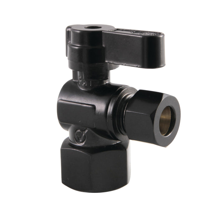 Kingston Baseline KF4310MB 1/2-Inch FIP x 3/8-Inch O.D. Comp Quarter-Turn Angle Shut-Off Valve, Matte Black
