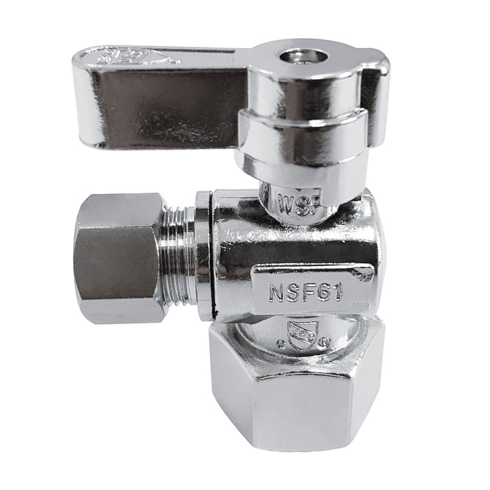 Kingston Baseline KF4310 1/2-Inch FIP x 3/8-Inch O.D. Comp Quarter-Turn Angle Shut-Off Valve, Polished Chrome