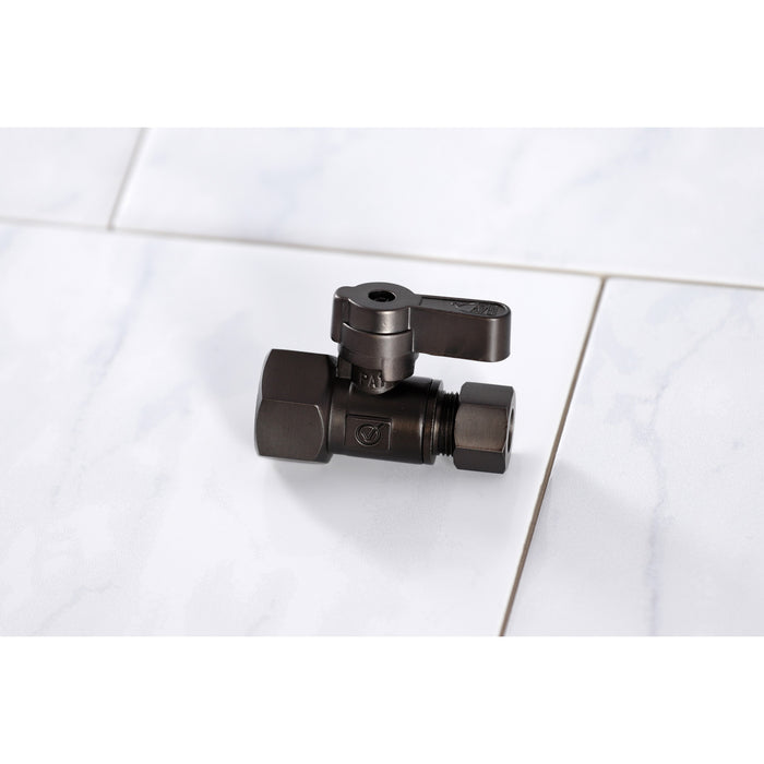 Kingston KF4315ORB 1/2-Inch FIP x 3/8-Inch O.D. Comp Quarter-Turn Straight Shut-Off Valve, Oil Rubbed Bronze