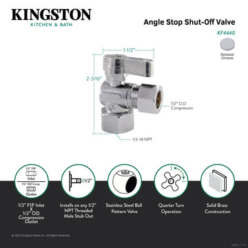 Kingston KF4440 1/2-Inch FIP x 1/2-Inch O.D. Comp Quarter-Turn Angle S