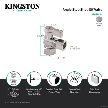 Kingston KF4440SN 1/2-Inch FIP x 1/2-Inch O.D. Comp Quarter-Turn