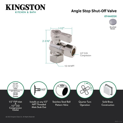 Kingston KF4440SN 1/2-Inch FIP x 1/2-Inch O.D. Comp Quarter-Turn Angle