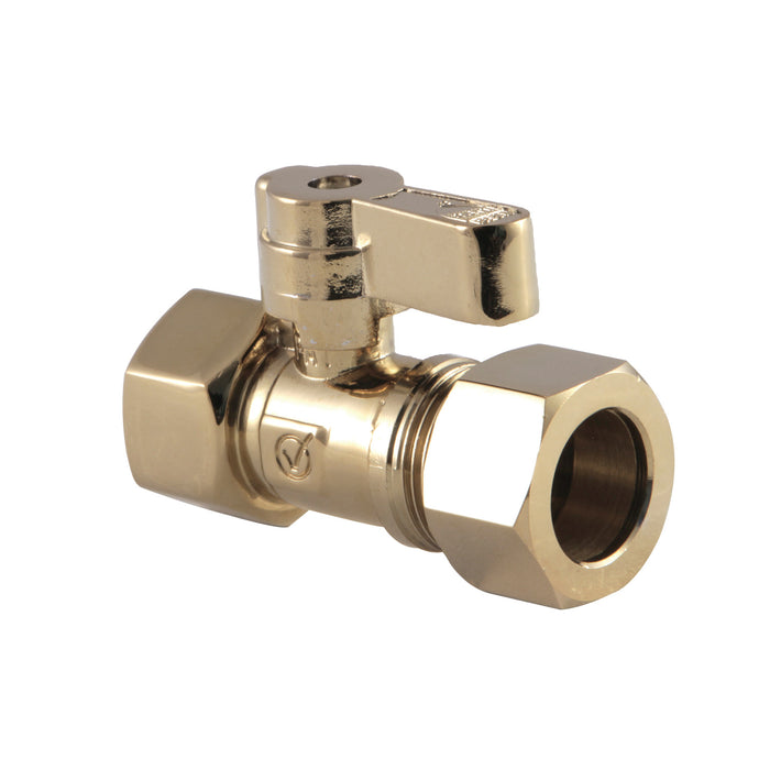 Kingston KF4515PB 1/2-Inch FIP x 5/8-Inch O.D. Comp Quarter-Turn Straight Shut-Off Valve, Polished Brass