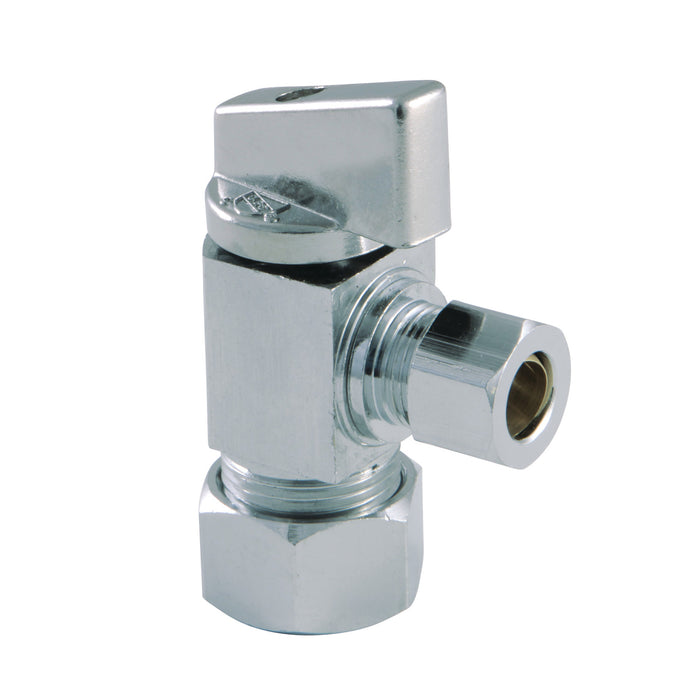 Kingston Columbia KF53301CTL 5/8-Inch O.D. Comp x 3/8-Inch O.D. Comp Quarter-Turn Angle Shut-Off Valve, Polished Chrome