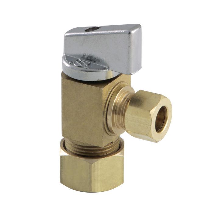 Kingston Columbia KF53304CTL 5/8-Inch O.D. Comp x 3/8-Inch O.D. Comp Quarter-Turn Angle Shut-Off Valve, Raw Brass