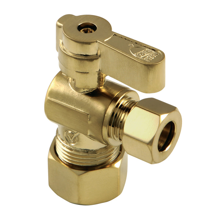 Kingston Baseline KF5330BB 5/8-Inch O.D. Comp x 3/8-Inch O.D. Comp Quarter-Turn Angle Shut-Off Valve, Brushed Brass