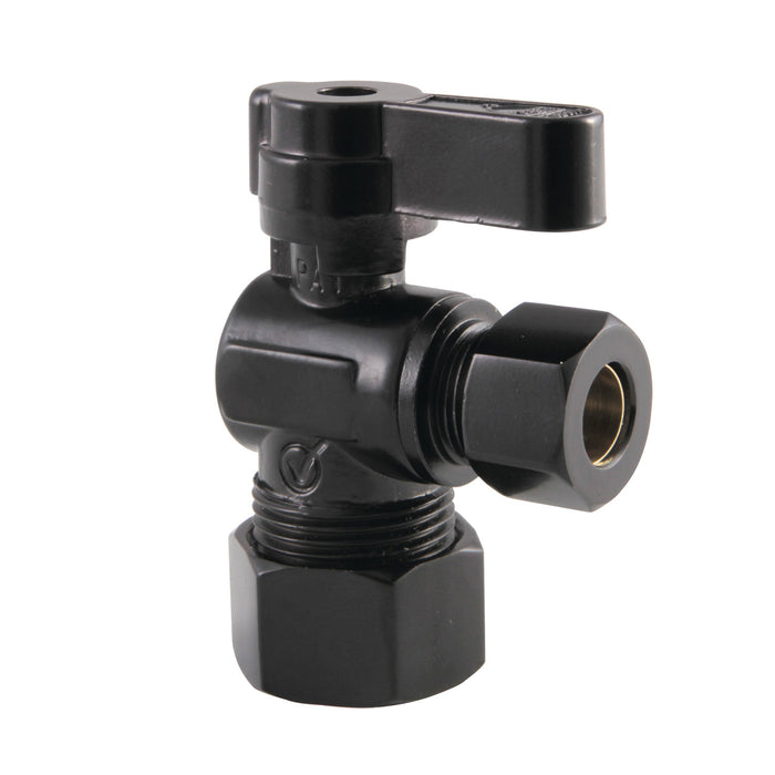Kingston Baseline KF5330MB 5/8-Inch O.D. Comp x 3/8-Inch O.D. Comp Quarter-Turn Angle Shut-Off Valve, Matte Black