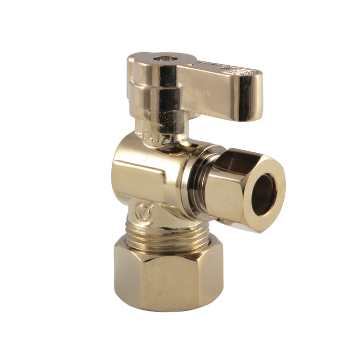 Kingston Baseline KF5330PB 5/8-Inch O.D. Comp x 3/8-Inch O.D. Comp Quarter-Turn Angle Shut-Off Valve, Polished Brass
