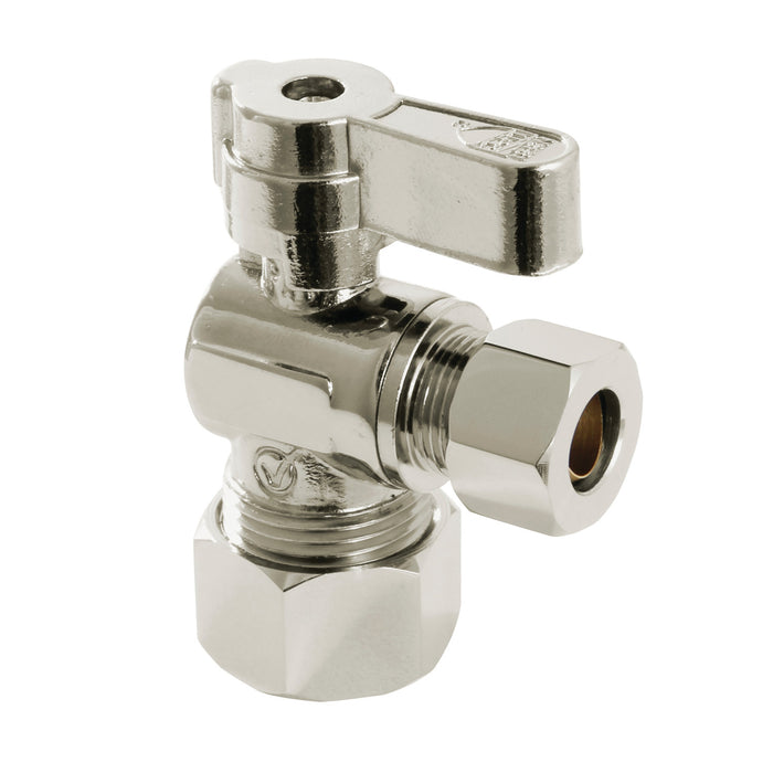 Kingston Baseline KF5330PN 5/8-Inch O.D. Comp x 3/8-Inch O.D. Comp Quarter-Turn Angle Shut-Off Valve, Polished Nickel