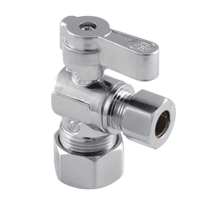 Kingston Baseline KF5330 5/8-Inch O.D. Comp x 3/8-Inch O.D. Comp Quarter-Turn Angle Shut-Off Valve, Polished Chrome