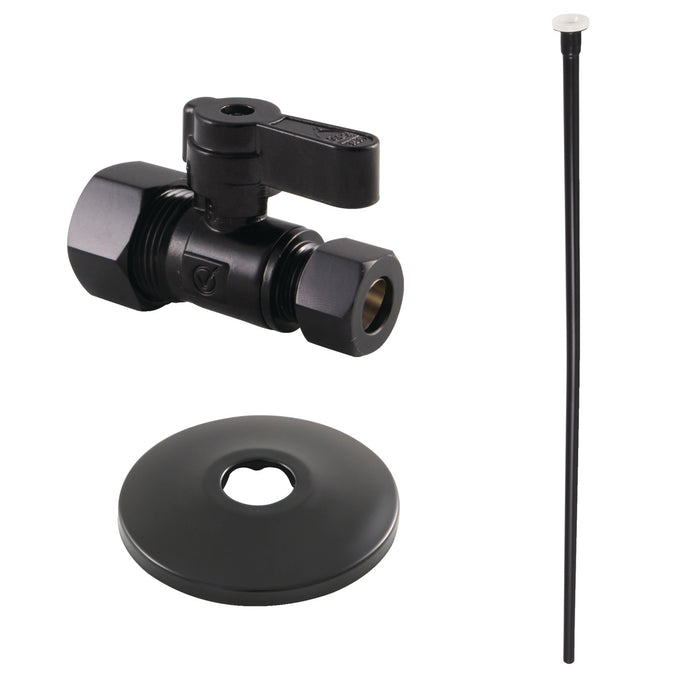 Kingston Trimscape KF53350TKF20 Toilet Supply Kit, 5/8" OD x 3/8" OD Comp Straight Valve, Matte Black