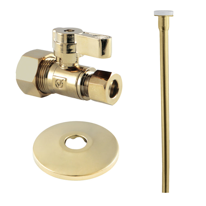 Kingston Trimscape KF53352TKF20 Toilet Supply Kit, 5/8" OD x 3/8" OD Comp Straight Valve, Polished Brass