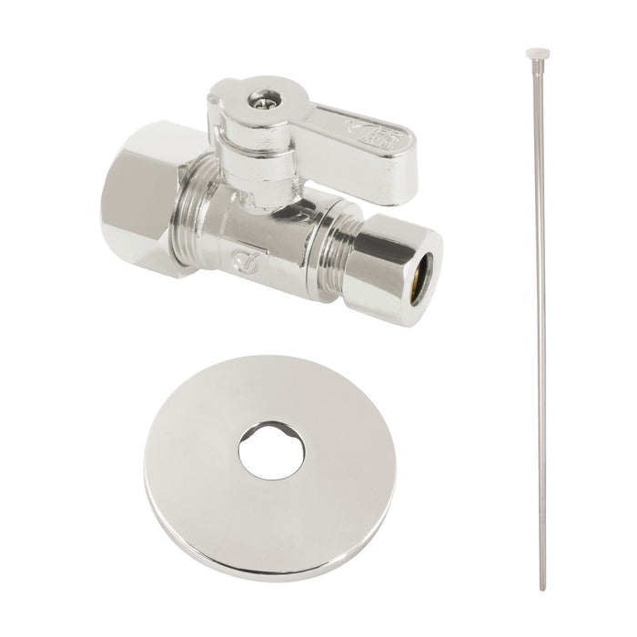 Kingston Trimscape KF53356TKF20 Toilet Supply Kit, 5/8" OD x 3/8" OD Comp Straight Valve, Polished Nickel