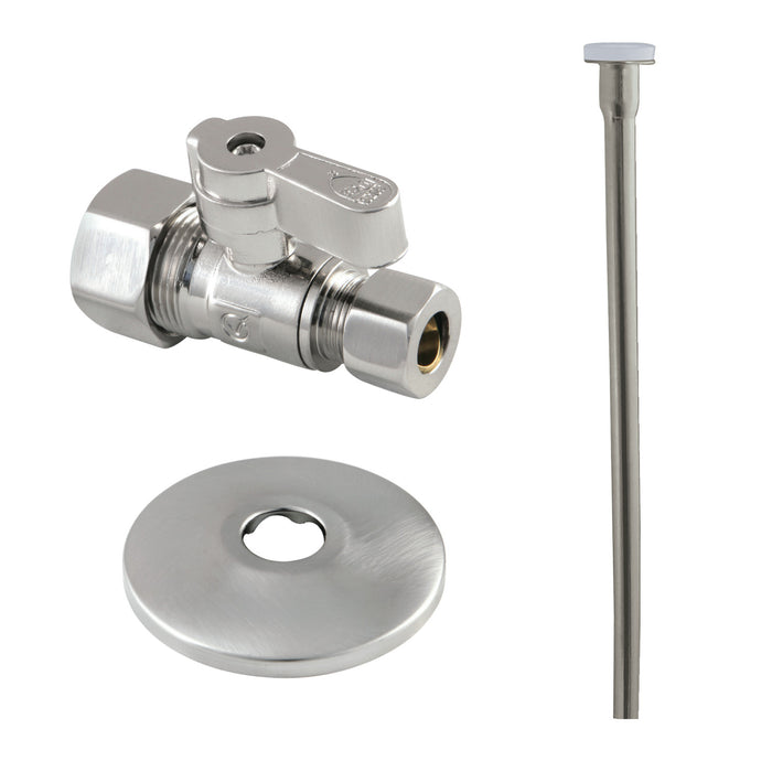 Kingston Trimscape KF53358TKF20 Toilet Supply Kit, 5/8" OD x 3/8" OD Comp Straight Valve, Brushed Nickel